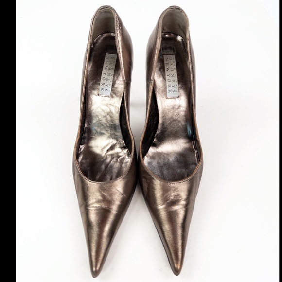 Barneys New York Audrey Metallic Bronze Pumps Heels - Picture 3 of 7